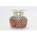 Handmade 925 Sterling SILVER Pot hand engraved 89.60 Grams Coral stone